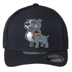 Grey Pitbull I Love Mom Flexfit Unipanel Trucker Cap