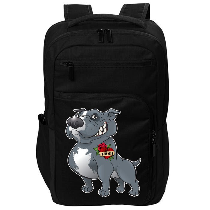 Grey Pitbull I Love Mom Impact Tech Backpack