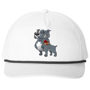 Grey Pitbull I Love Mom Snapback Five-Panel Rope Hat