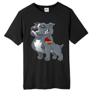 Grey Pitbull I Love Mom Tall Fusion ChromaSoft Performance T-Shirt