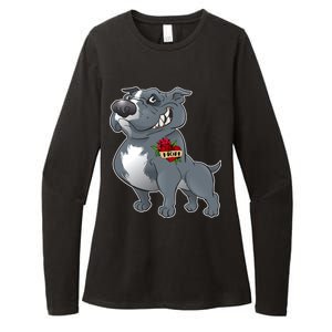 Grey Pitbull I Love Mom Womens CVC Long Sleeve Shirt