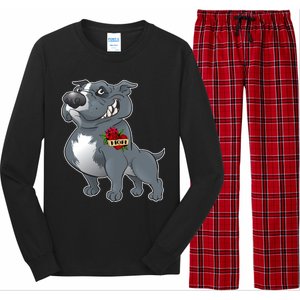 Grey Pitbull I Love Mom Long Sleeve Pajama Set