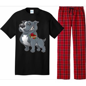 Grey Pitbull I Love Mom Pajama Set