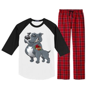 Grey Pitbull I Love Mom Raglan Sleeve Pajama Set