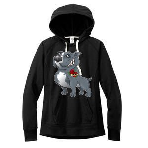 Grey Pitbull I Love Mom Women's Fleece Hoodie