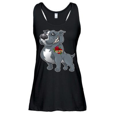 Grey Pitbull I Love Mom Ladies Essential Flowy Tank