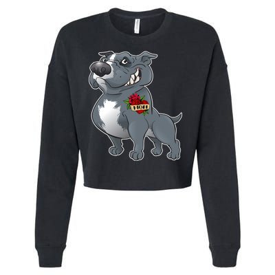Grey Pitbull I Love Mom Cropped Pullover Crew