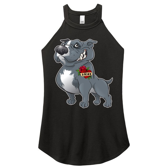 Grey Pitbull I Love Mom Women's Perfect Tri Rocker Tank