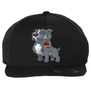 Grey Pitbull I Love Mom Wool Snapback Cap