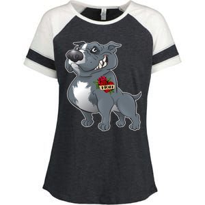 Grey Pitbull I Love Mom Enza Ladies Jersey Colorblock Tee