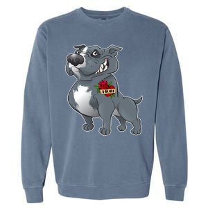 Grey Pitbull I Love Mom Garment-Dyed Sweatshirt