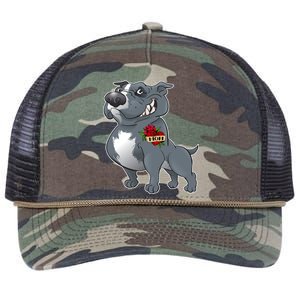 Grey Pitbull I Love Mom Retro Rope Trucker Hat Cap