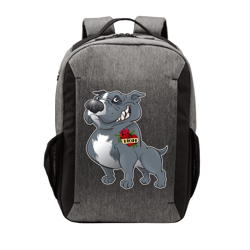 Grey Pitbull I Love Mom Vector Backpack