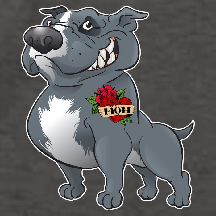 Grey Pitbull I Love Mom Vector Backpack