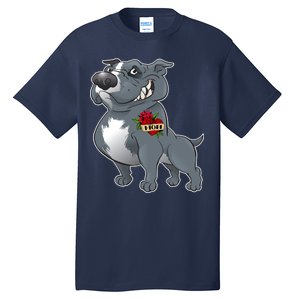 Grey Pitbull I Love Mom Tall T-Shirt