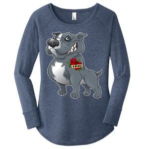 Grey Pitbull I Love Mom Women's Perfect Tri Tunic Long Sleeve Shirt