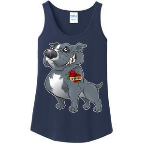 Grey Pitbull I Love Mom Ladies Essential Tank