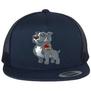 Grey Pitbull I Love Mom Flat Bill Trucker Hat