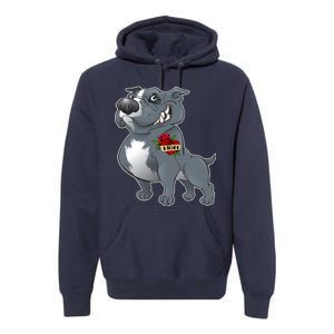 Grey Pitbull I Love Mom Premium Hoodie