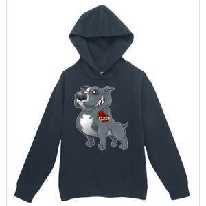 Grey Pitbull I Love Mom Urban Pullover Hoodie