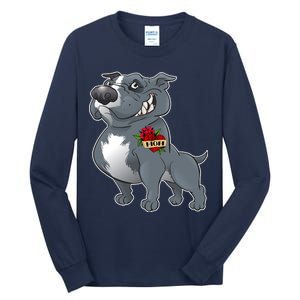 Grey Pitbull I Love Mom Tall Long Sleeve T-Shirt