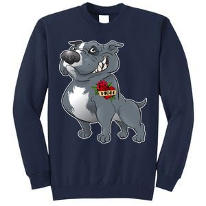 Grey Pitbull I Love Mom Tall Sweatshirt