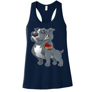 Grey Pitbull I Love Mom Women's Racerback Tank