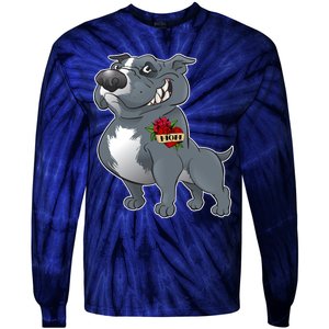 Grey Pitbull I Love Mom Tie-Dye Long Sleeve Shirt