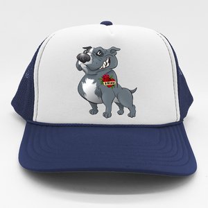 Grey Pitbull I Love Mom Trucker Hat