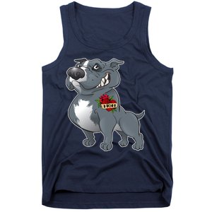 Grey Pitbull I Love Mom Tank Top