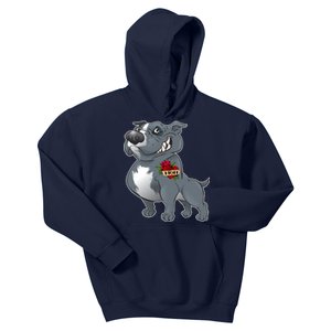 Grey Pitbull I Love Mom Kids Hoodie