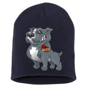 Grey Pitbull I Love Mom Short Acrylic Beanie