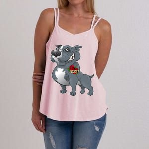 Grey Pitbull I Love Mom Women's Strappy Tank