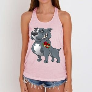 Grey Pitbull I Love Mom Women's Knotted Racerback Tank