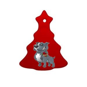 Grey Pitbull I Love Mom Ceramic Tree Ornament