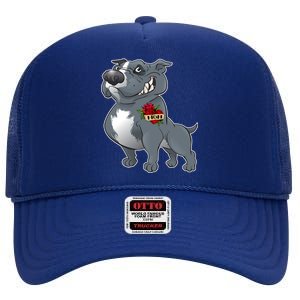 Grey Pitbull I Love Mom High Crown Mesh Back Trucker Hat