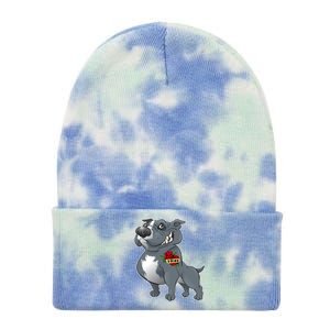 Grey Pitbull I Love Mom Tie Dye 12in Knit Beanie