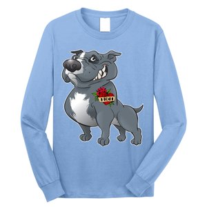 Grey Pitbull I Love Mom Long Sleeve Shirt