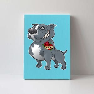 Grey Pitbull I Love Mom Canvas