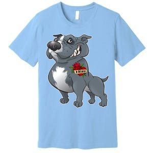 Grey Pitbull I Love Mom Premium T-Shirt