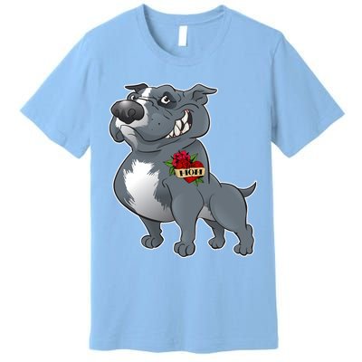 Grey Pitbull I Love Mom Premium T-Shirt