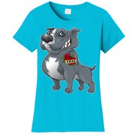 Grey Pitbull I Love Mom Women's T-Shirt