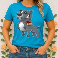 Grey Pitbull I Love Mom Womens T-Shirt