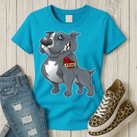 Grey Pitbull I Love Mom Womens T-Shirt