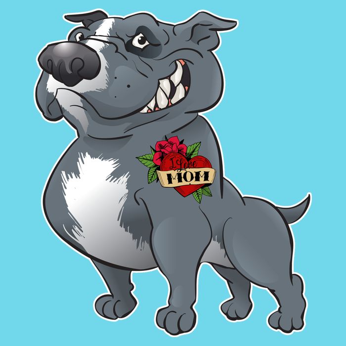 Grey Pitbull I Love Mom Womens T-Shirt