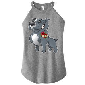 Grey Pitbull I Love Mom Women's Perfect Tri Rocker Tank