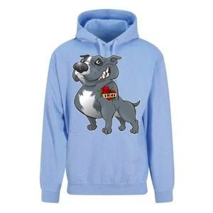 Grey Pitbull I Love Mom Unisex Surf Hoodie