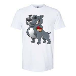 Grey Pitbull I Love Mom Softstyle CVC T-Shirt