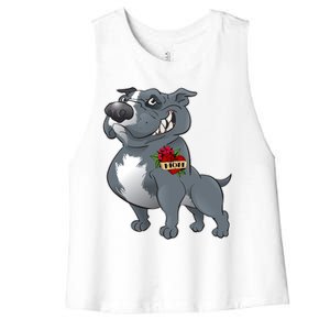 Grey Pitbull I Love Mom Women's Racerback Cropped Tank