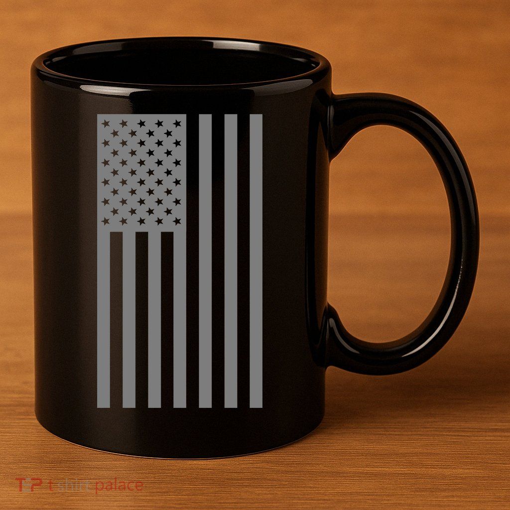 Grey Style America Flag 11oz C Handle Ceramic Mug